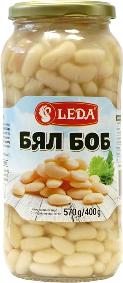 Бял боб сварен Леда 570 гр.