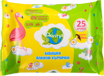 Влажни кърпички Кларитис 25 бр. - Бебешки ЛАЙКА (с етикет)